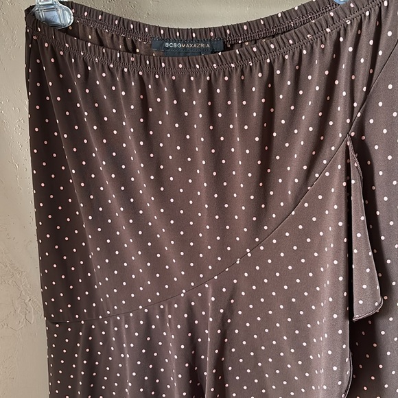 Cocoa brow with pink polka dots skirt BCBG Maxazria Sz Small - Picture 15 of 16